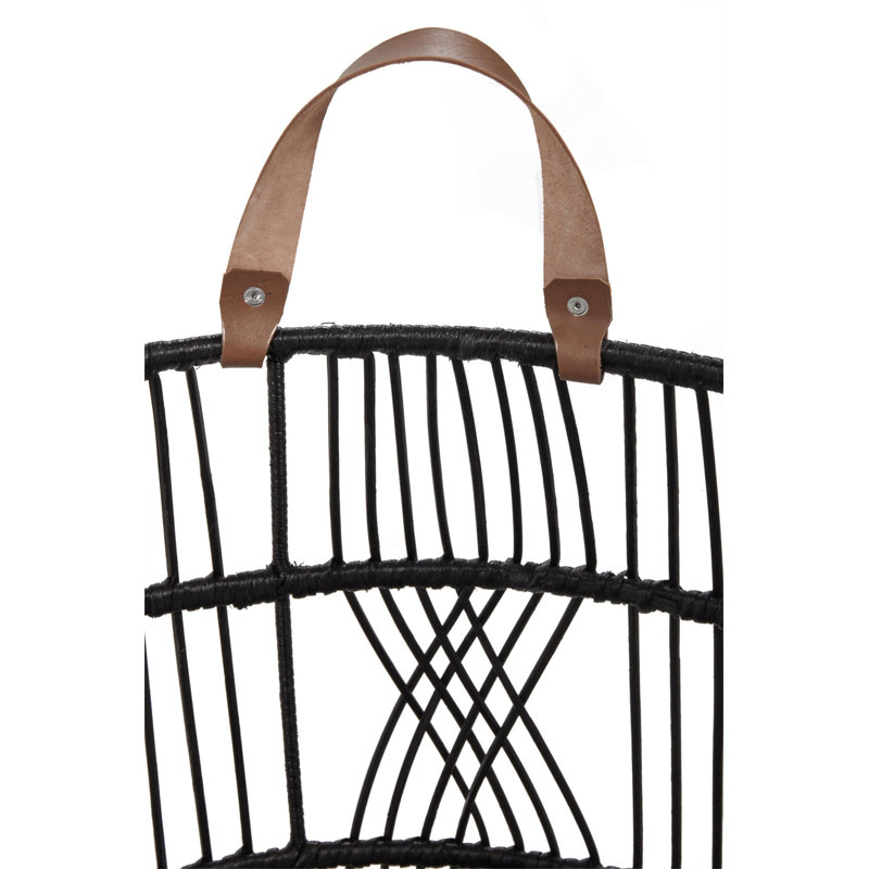 Sumatra Rattan Floor Storage Basket In Black, Black, 16" H x 21" W x 21" D
