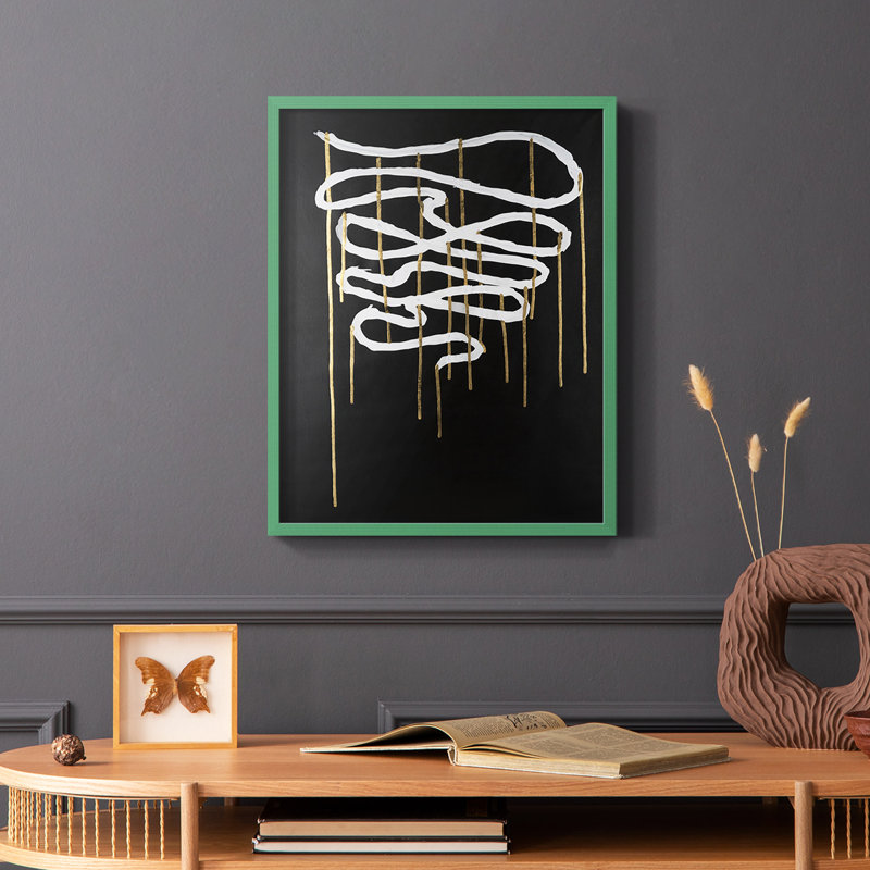 «Weeping Ribbon II», reproduction encadrée - bois massif, Vert, H 10 po x l 8 po