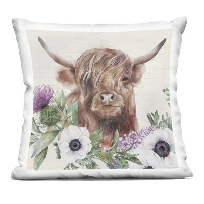 Penny The Highland Cow Decorative Printed Throw Pillow, design by Lux + Me Designs, 18 x 7 x 18
