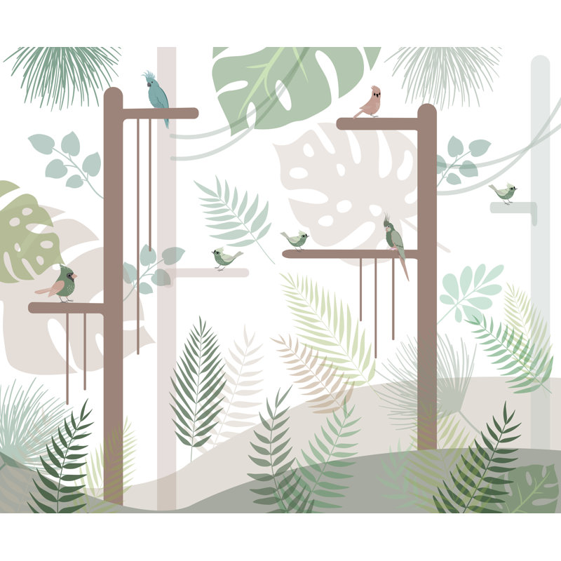 Papier peint tropical chambre d'enfant, L 143 po x l 94,92 po