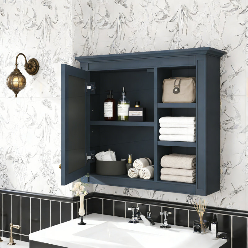 30'' x 28'' Medicine Cabinet, Wall Mounted Bathroom Storage Cabinet, Modern Bathroom Wall Cabinet with Mirror,Medicine Cabinet, Mirror Cabinet with 3 Open Shelves (Not Include Bathroom Vanity )