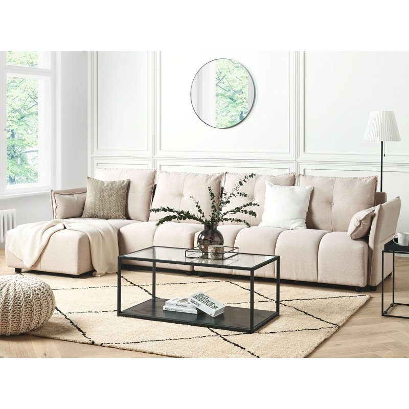 Aidas 4 Seater Sofa & Chaise, Beige