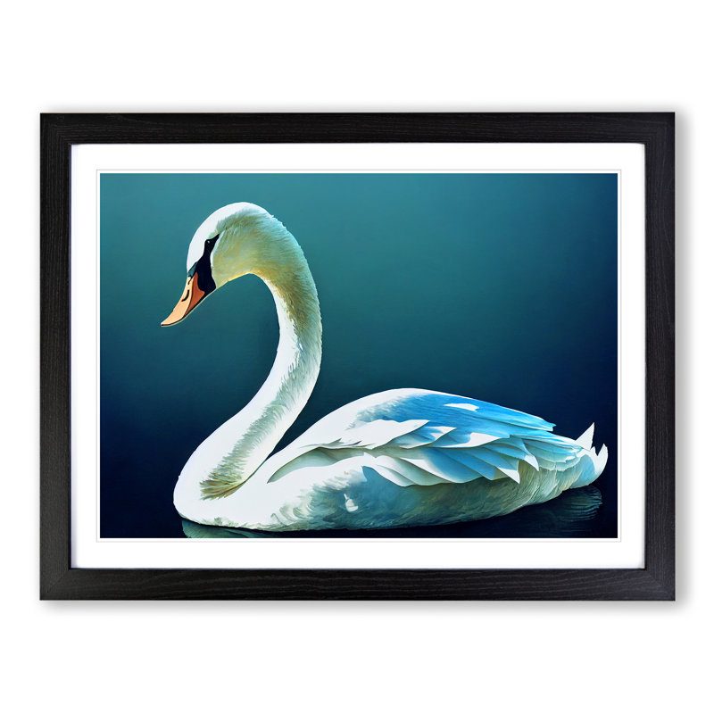 Swan - Single Picture Frame Print, Black Framed, 34cm H x 46cm W x 2cm D