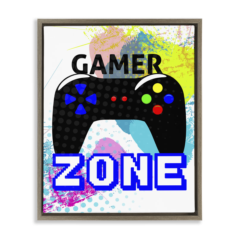 «Gamer Zone» par Kim Allen, Cadre flottant orme Montalcino, H 21 po x l 17 po