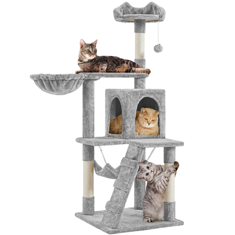 Sievers Cat Scratching Post and Cat Condo, Light Gray