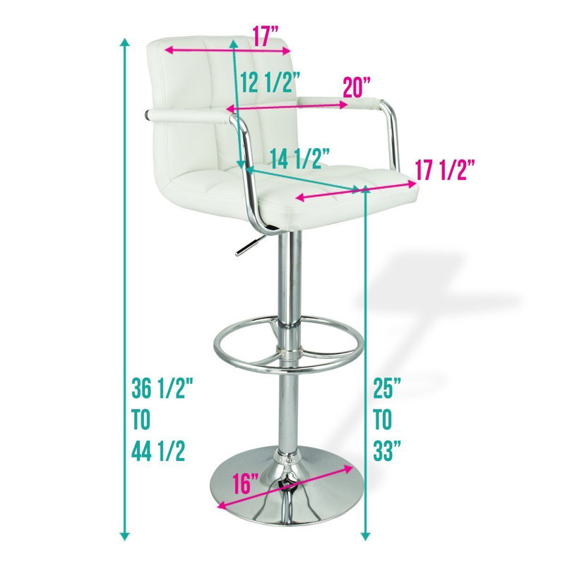 Tabouret de bar pivotant à hauteur réglable Beckwith, Blanc
