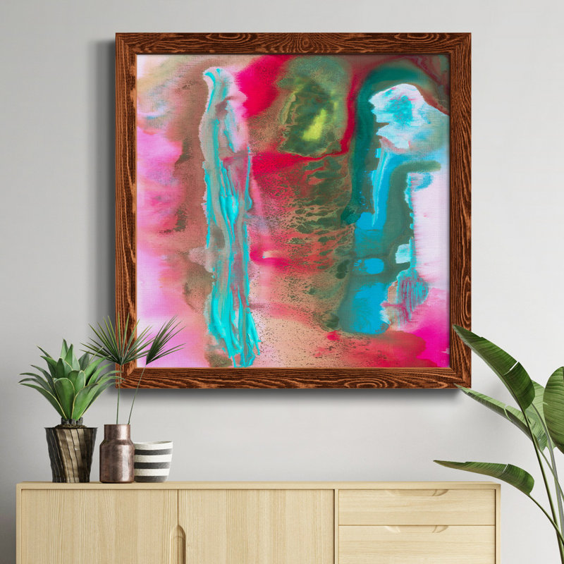 «Tropical Whimsy Arrangement», peinture sur toile encadrée, H 17 po x l 17 po x P 1,5 po, Érable encadré
