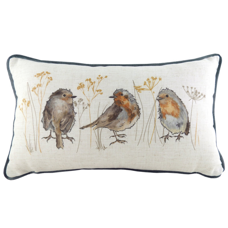 Robin Floral Rectangular Throw Pillow Cover