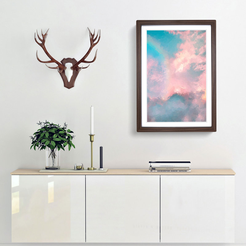 Rainbow Clouds in Abstract - Picture Frame Graphic Art Print, 91cm H x 60cm W x 2cm D, Walnut