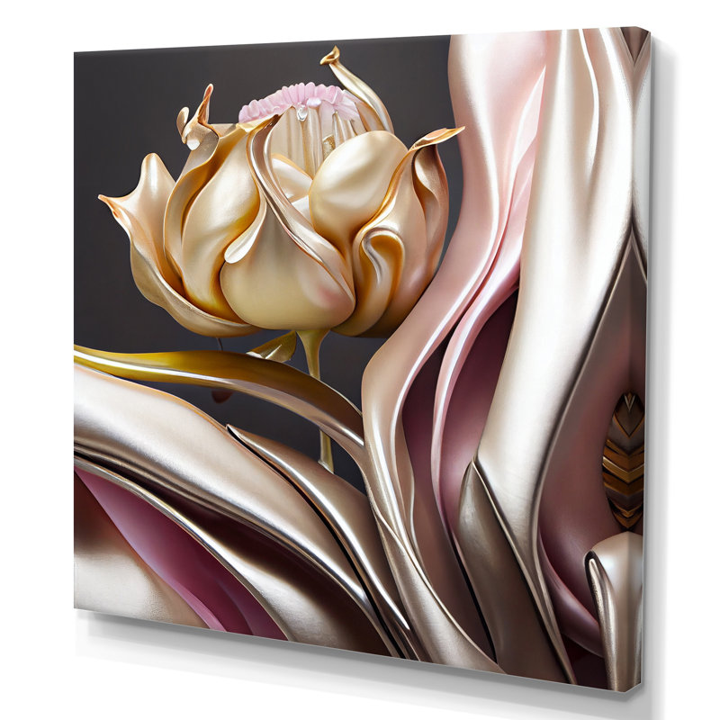 «Stylish Glam Flowers II», reproduction sur toile, H 16 po x l 16 po x P 1 po, Toile tendue