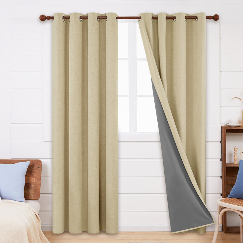 Ipswich Blackout Thermal Grommet Curtain Panels, 52" W x 63" L, Beige