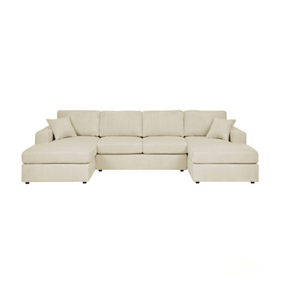 3-Piece Corduroy Double-Chaise Sectional, Comfortable And Versatile For Modern Living And Entertainment Spaces