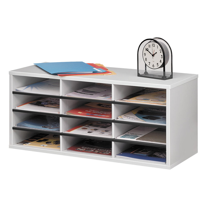 Dove Gray Particle Board 12-Section Desktop Sorter