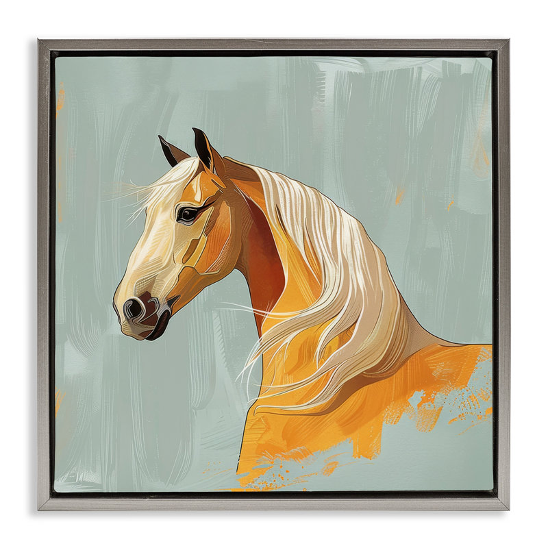 "Equine Elegance", art mural encadré sur toile flottante par Lazar Studio, H 18 po x l 18 po, Cadre flottant gris lustré