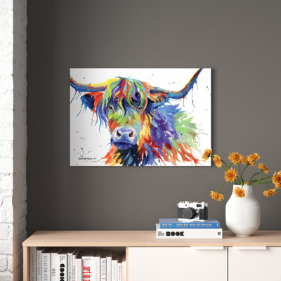Highland Cow Colour by Sarah Stribbling - Wrapped Canvas Print