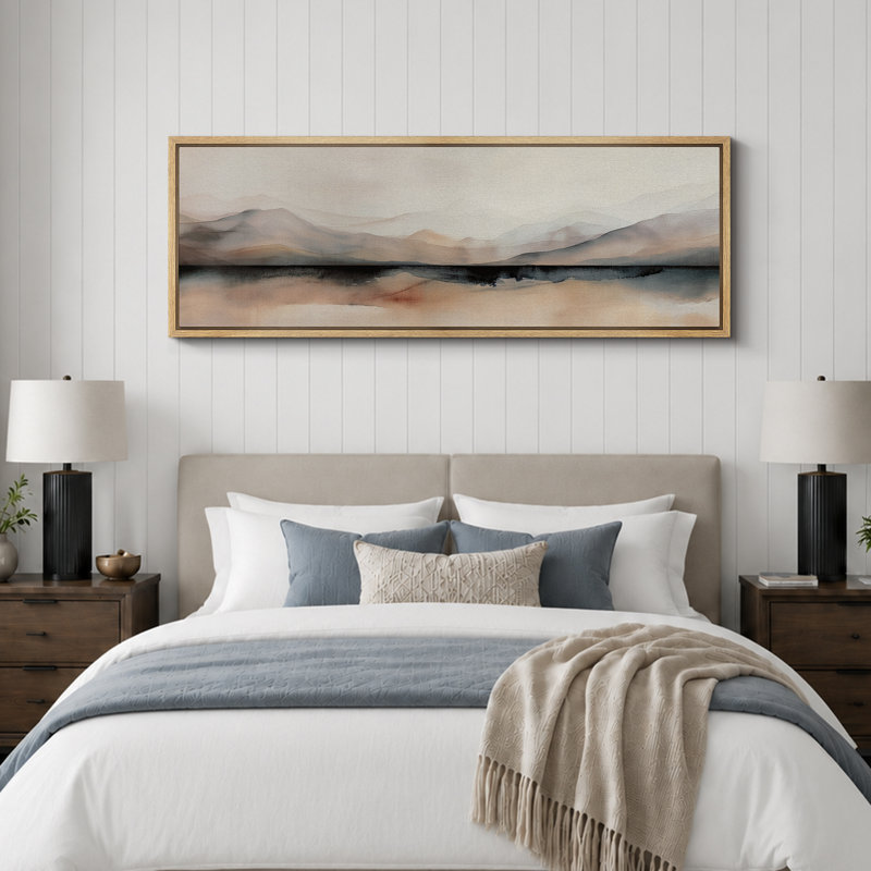 «Minimal Landscape Abstract Mountain Hues Minimalist Landscape», reproduction d'art sur toile, H 20 po x l 60 po, Natural