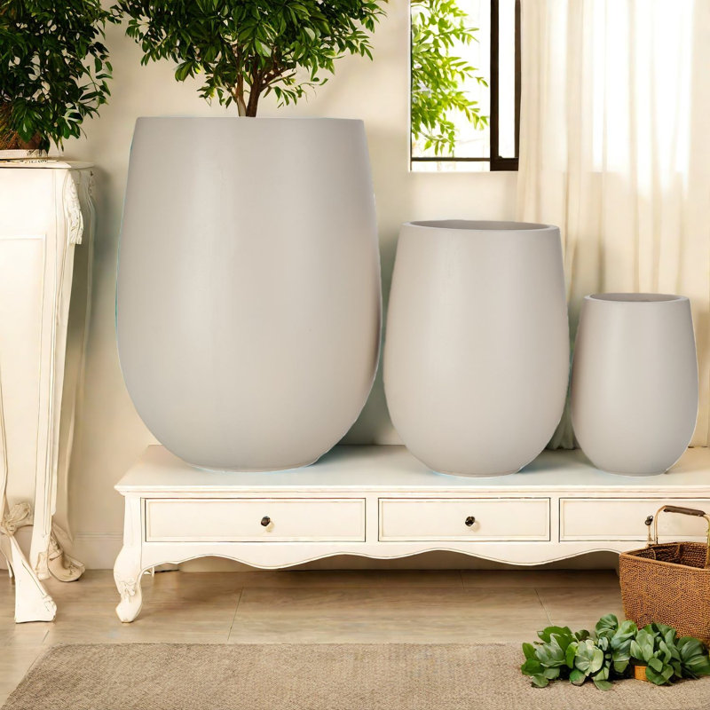 Ensemble de pots à fleurs en oxyde de magnésium durable, style moderne pour patio et intérieur