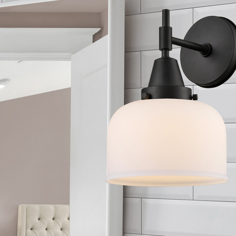 Gayle Chrome Armed Sconce, 60 Vintage Incandescent Bulb, Matte White, Matte Black