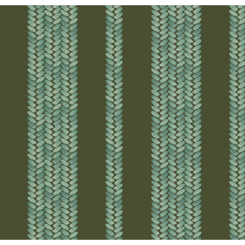 Peregrine | Woven Stripe Wallpaper Double Roll, Green/Teal