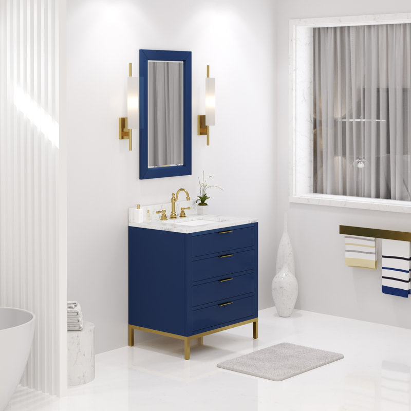 Ensemble de meuble-lavabo simple Gervais, Bleu monarque, Non, 30"