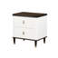 Élégante table de chevet blanche et brune avec 2 douilles pour la fascination