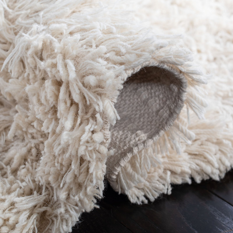 Delane Handwoven Wool Ivory Area Rug, Square 6'