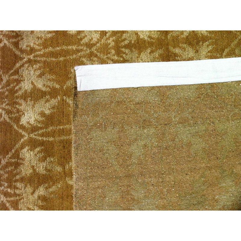 Tapis unique noué à la main argenté / doré de 8 pi x 10 pi