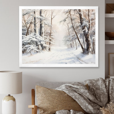 Hiver, forêt, charme de neige, paysage - neige, art mural