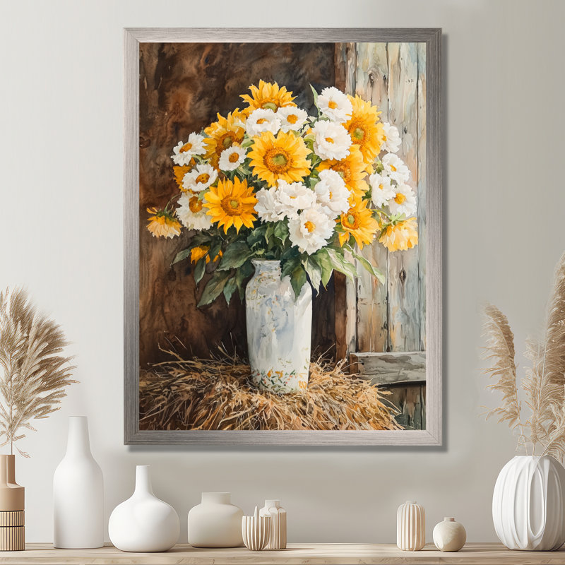 Domitri - impressions murales florales, H 44 po x l 34 po, Argent argent, Reproduction encadrée d'une seule photo