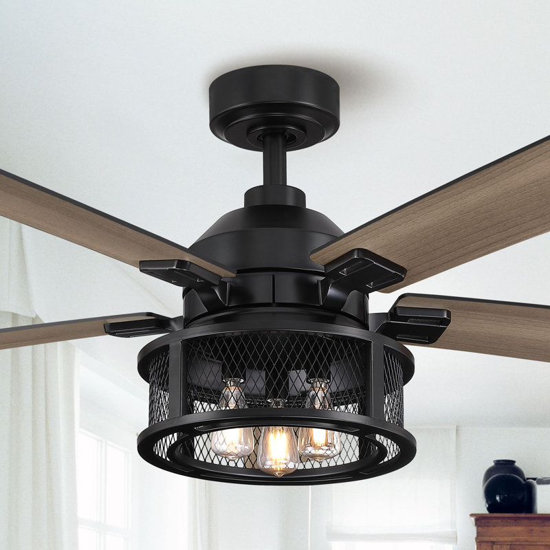 Ventilateur de plafond standard à 5 pales 52 po avec télécommande et ensemble d'éclairage inclus Rippeon