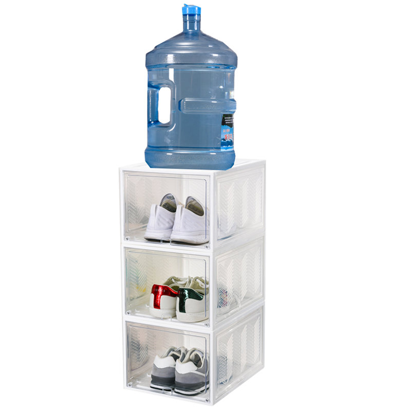 Grande boîte de rangement empilable pour chaussures, Blanc, 6