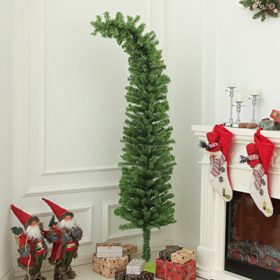 ? Christmas Decoration ?6Ft Whimsical Pencil Christmas Tree, Slim Artificial Christmas Tree With Bendable Top, 400 Branch Tips And Metal Base, Home Indoor Party Holiday Decoration