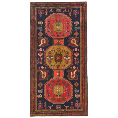 One-of-a-Kind Purple Tribal 5X10 Oriental Runner Rug