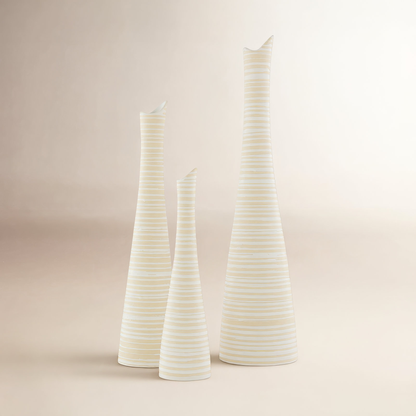 Verbena Ceramic Table Vase, Taupe/Ivory