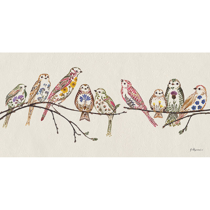 Wildflower Sparrows by Helen Ahpornsiri - Wrapped Canvas Print, 30 cm H x 60 cm W
