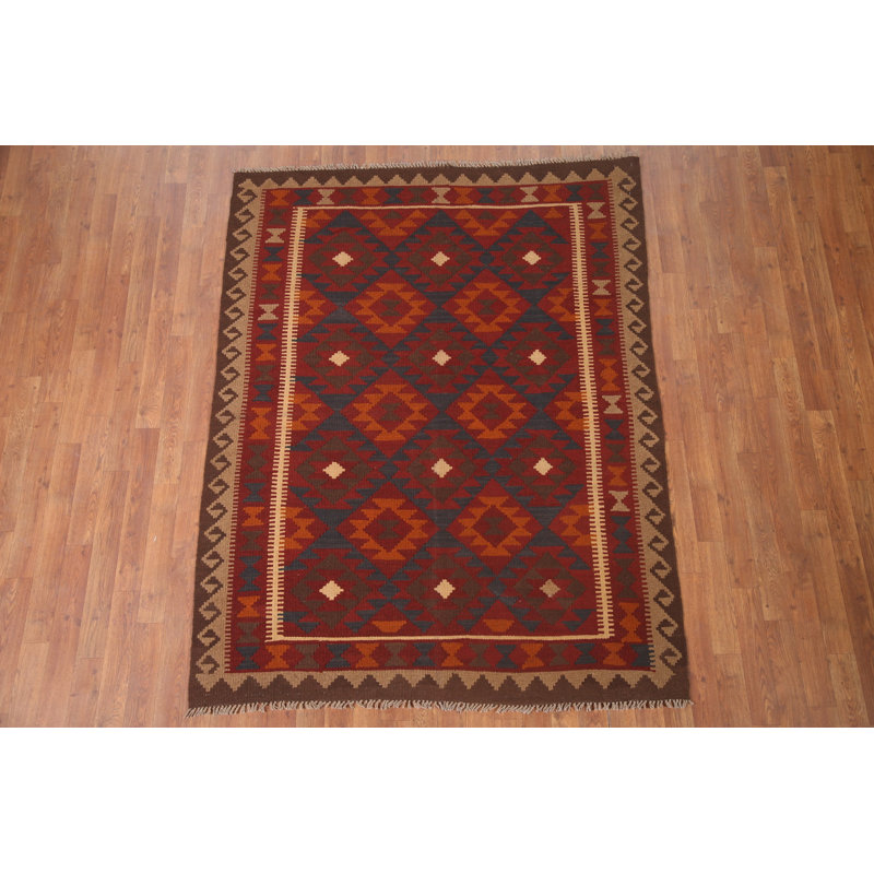 Kilim Reversible Wool Area Rug 5x7