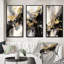 Gold And Grey Fluid Fusion - Abstract Art Set Of 3 Pieces-2007000932-2007000935