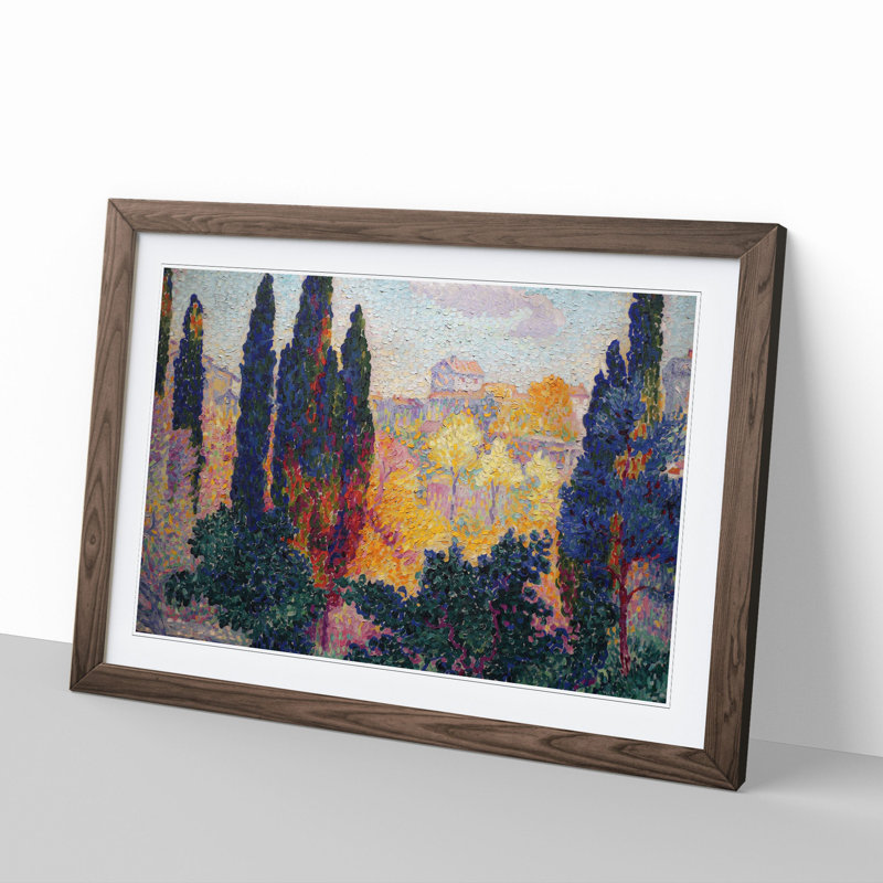 Cypresses by Henri-Edmond Cross - Picture Frame Painting, 36cm H x 48cm W x 2cm D, Walnut Framed