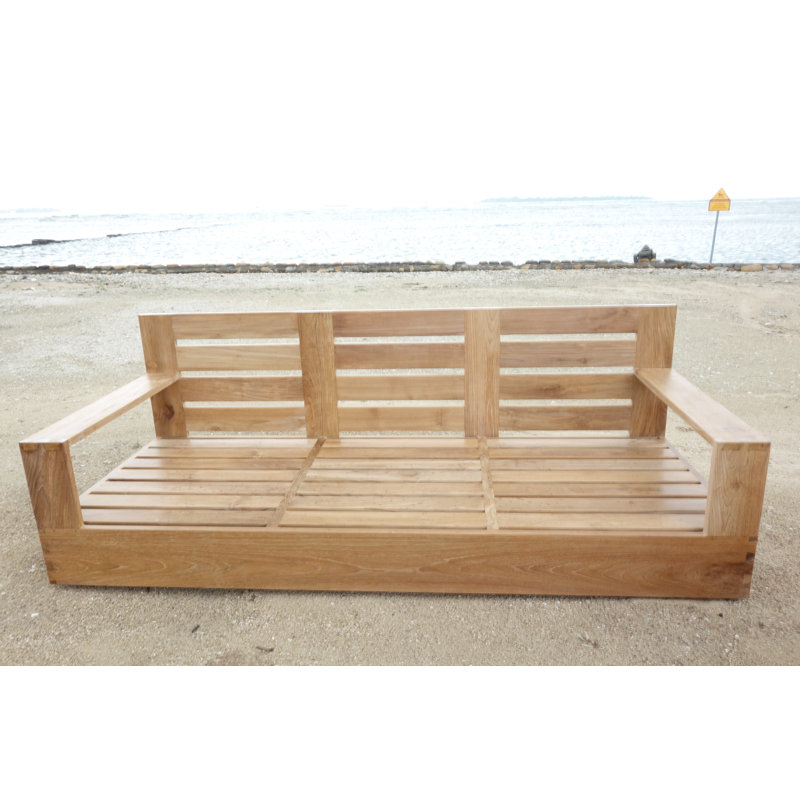Yesenia 84'' Wide Teak Patio Sofa with Cushions, Canvas Regatta Sunbrella® Canvas