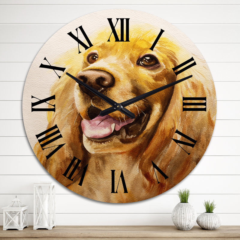 Portrait d'un épagneul cocker Golden Retriever - horloge murale traditionnelle, Moyen
