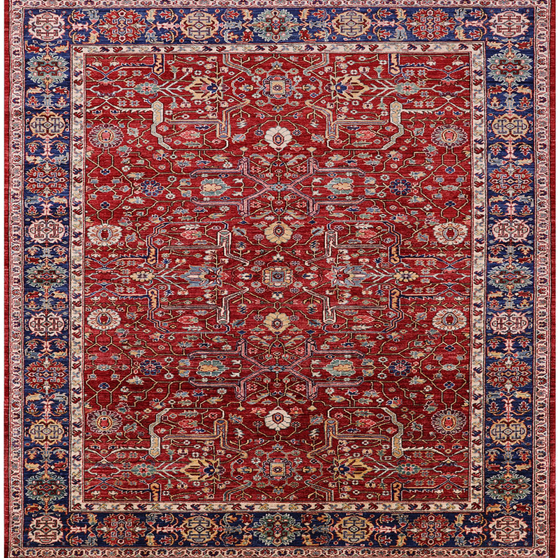 Tapis de style oriental rouge, Carré 6 pi