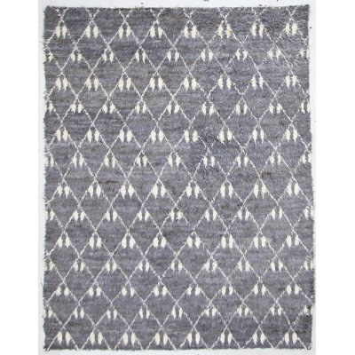 Moroccan Hand-Knotted Wool Gray/Cream Area Rug