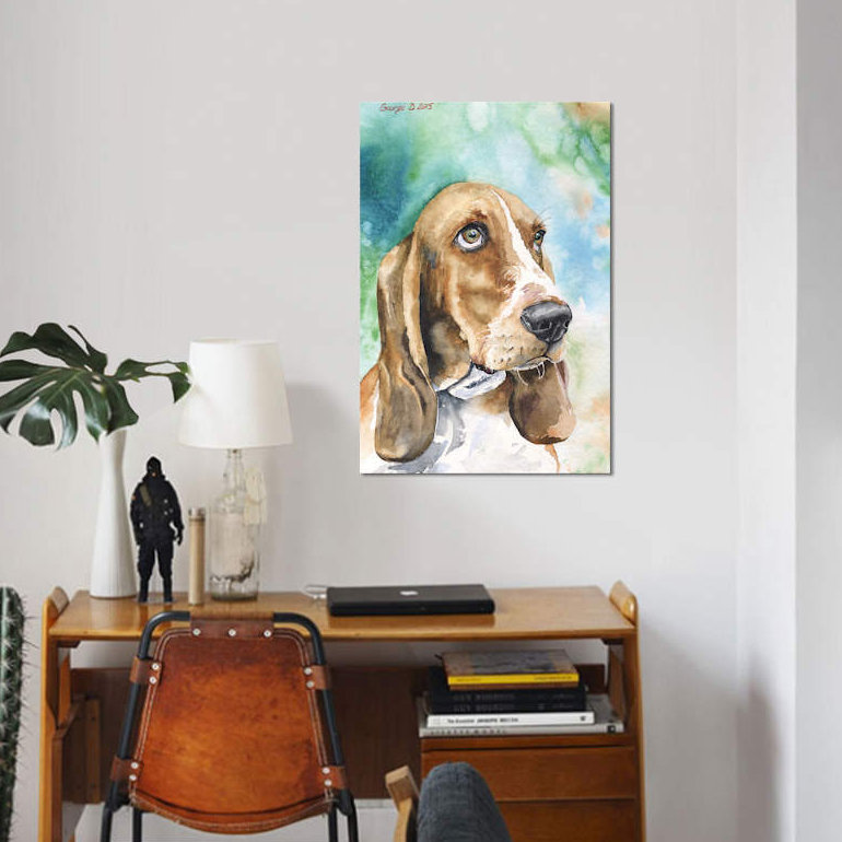 « basset i », reproduction sur toile, H 60 po x l 40po x P 1,5 po, Toile tendue, Pas de tapis