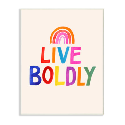 «Live Boldly Expression Rainbow Block Letters» par Victoria Barnes, reproduction d'art textuel