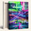 Neon Cyberpunk Cityscape, art abstrait sur toile tendue, reproduction d'art sur toile, ensemble de 1-1889251457