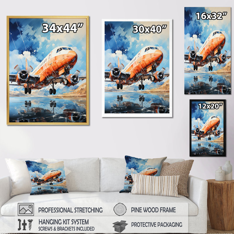 «Plane Wildlife Takeoff Anticipation I», reproduction sur toile, Cadre flottant doré, H 32 po x l 24 po x P 1 po