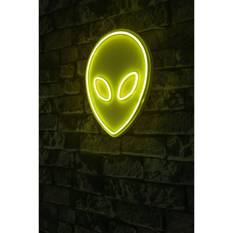 Flexible Neon LED Lighting Strip, 10 in x 11.8 in x 1.2 in | Waterproof IP67, 350 Lumens, 3400K, 12V DC | PVC Foam Template, 12V 4A Adaptor Included | Bright Yellow Decorative Lighting for Indoor & Outdoor Use