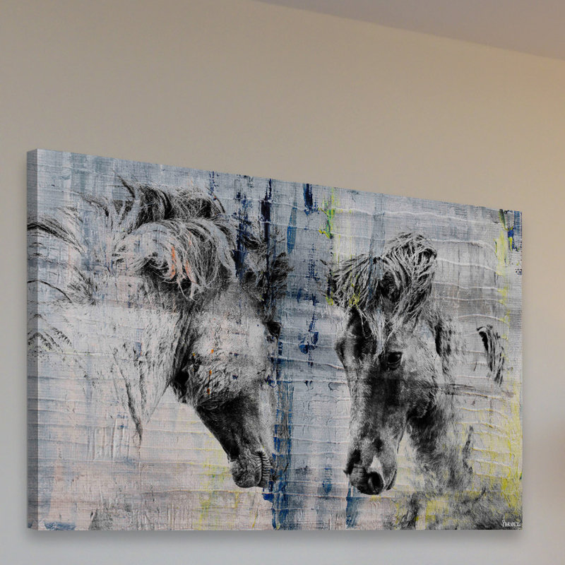 Farming «Facing Horses», reproduction de photo sur toile tendue, H 20 po x l 30 po x P 1,5 po