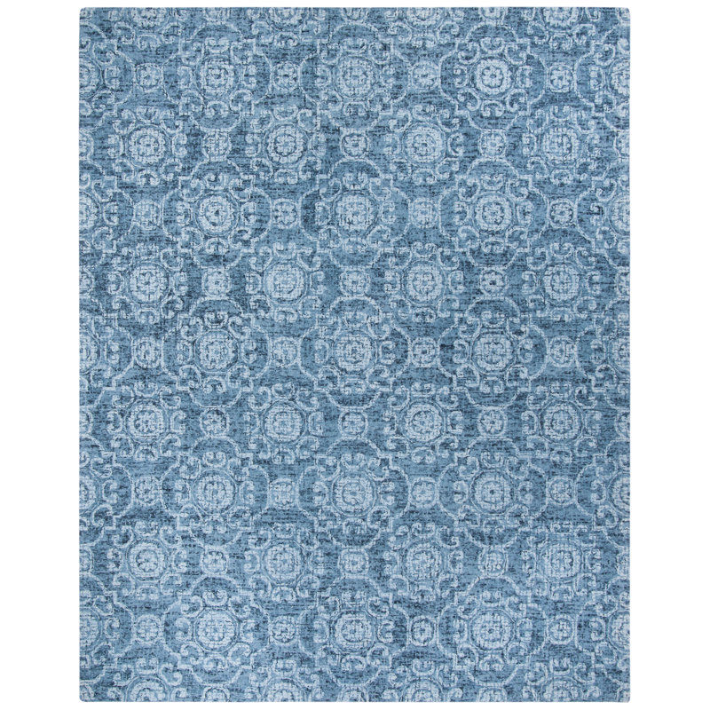 Sulema Hand Tufted Wool Damask Rug, Rectangle 8' x 10'