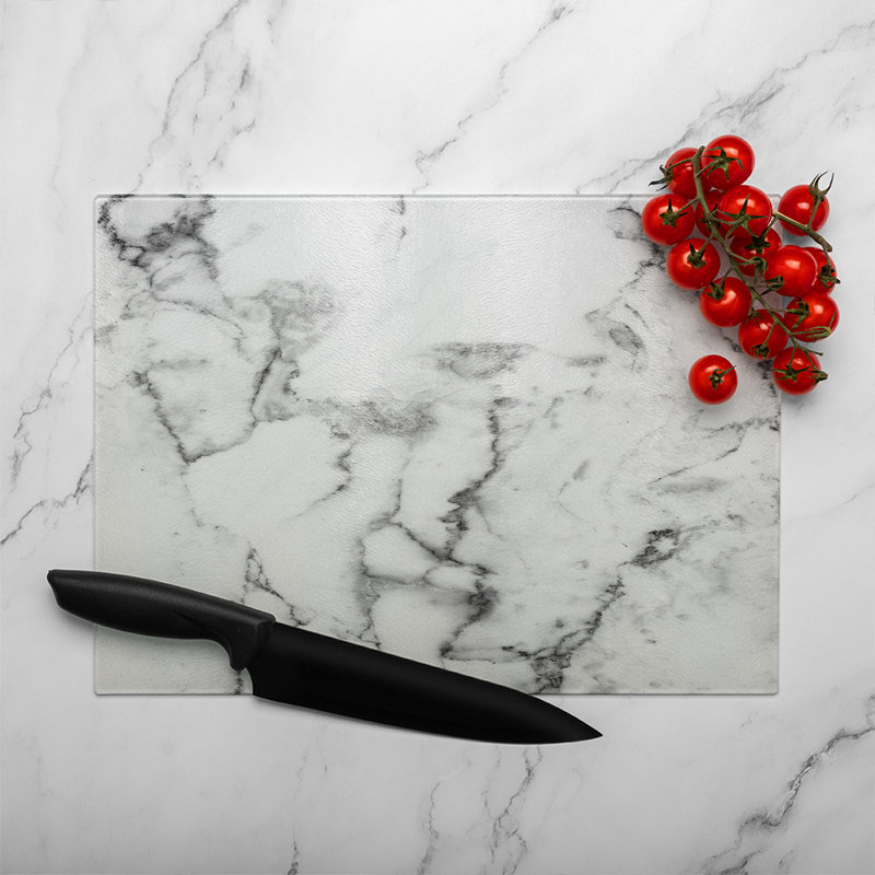 Marble Texture Glass Chopping Board, 40cm L x 28cm W